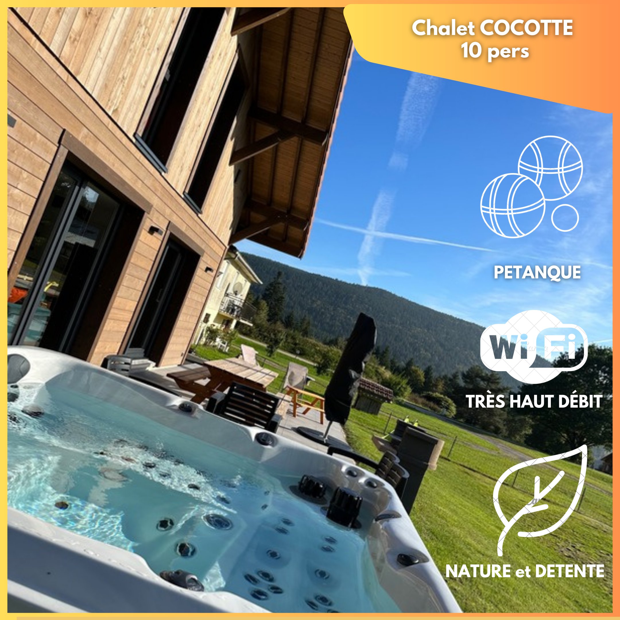 COCOTTE - 10 pers - jacuzzi/pétanque/baby-foot - XONRUPT LONGEMER