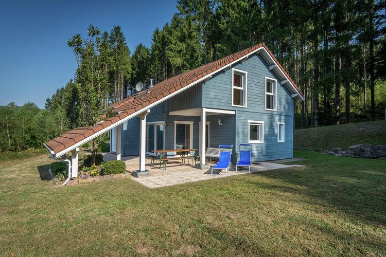 le chalet bleu en bois moderne au milieu de la forêt sur 6 hectares