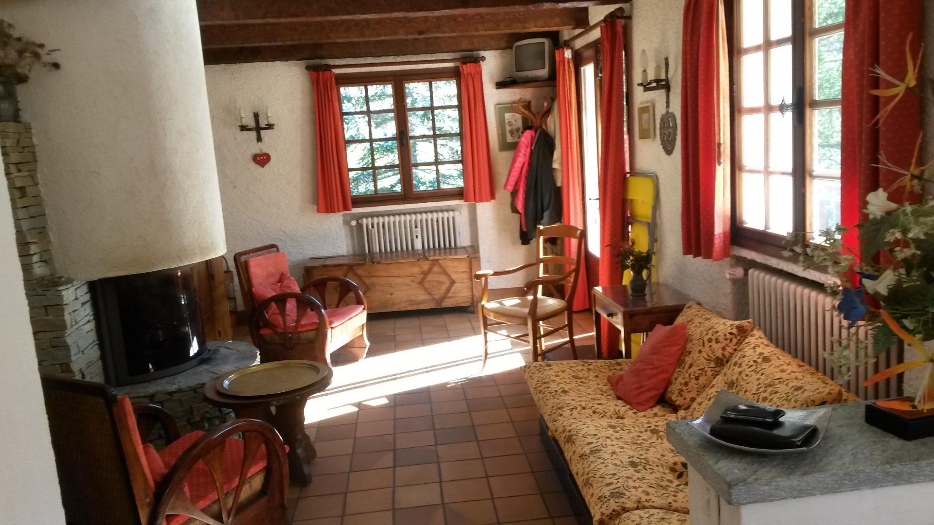 salon avec cheminée