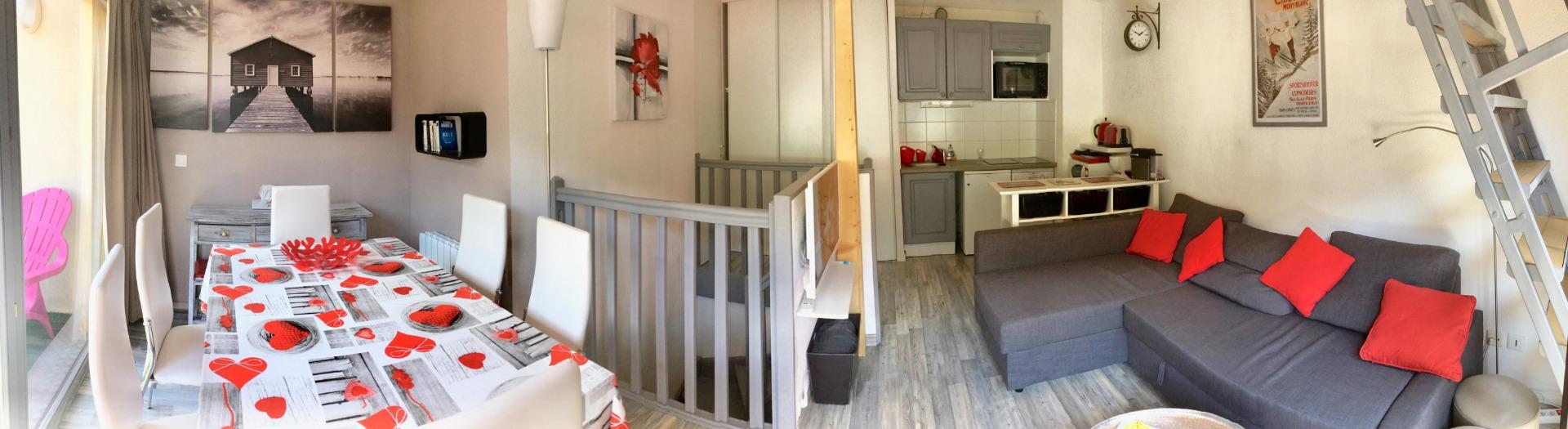 Appartement agréable orienté sud bien équipé face aux pistes 