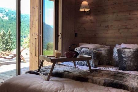 Chalet individuel  charme et prestige , terrasse 100 m2 avec jaccuzi et sauna extérieur