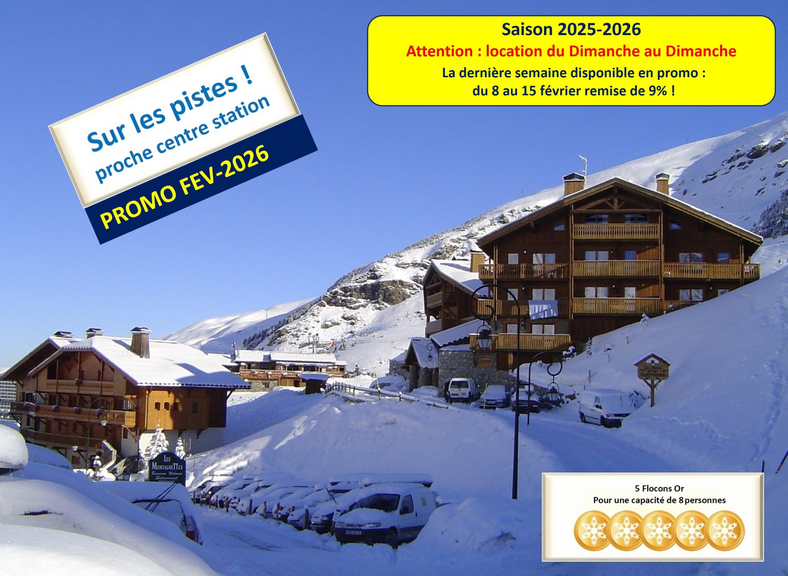 Appartement-chalet 115 M2 sur les pistes - 9 personnes / Les Menuires / La Sapinière