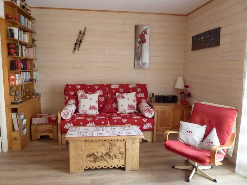 le séjour avec ses décorations "montagne"