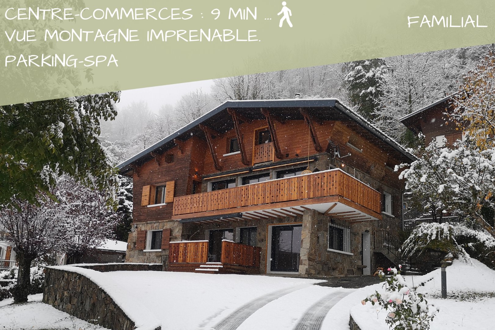 Vue d'ensemble du chalet Hygge en hiver: Cosy en rez-de-jardin, Comfort en rez-de-chaussée, Cocoon en mansarde