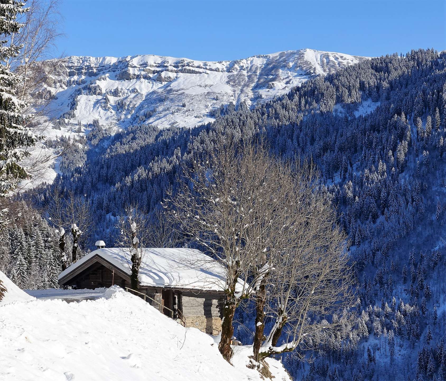 Vue surplombant le hameau Planay, chalet 6 personnes classé 2 étoiles, plein sud